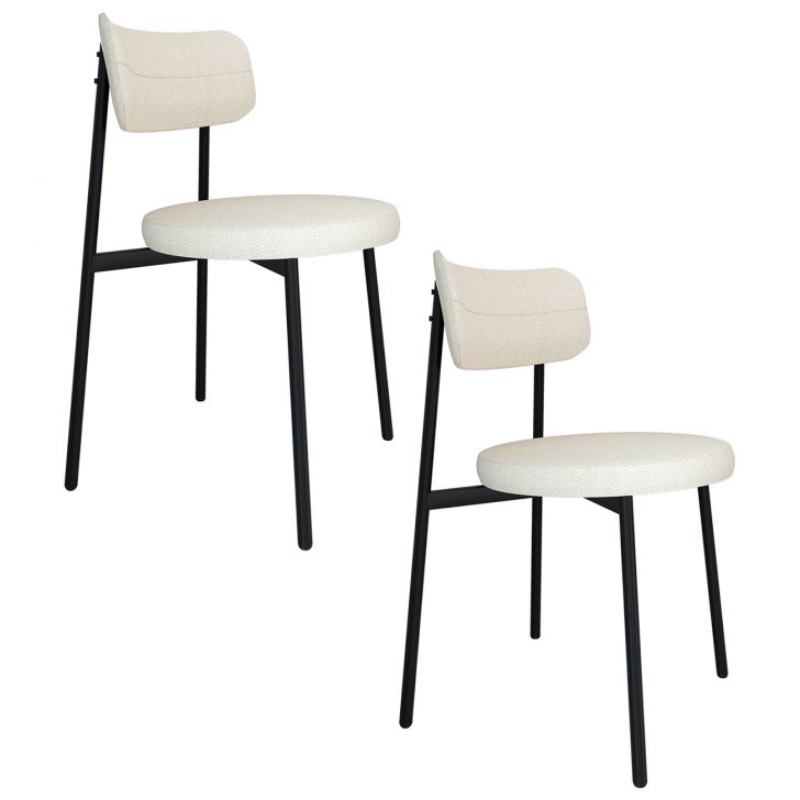 Cadeira de Jantar Estofada Kit 2 Nyka M25 Linho Palha - Mpozenato