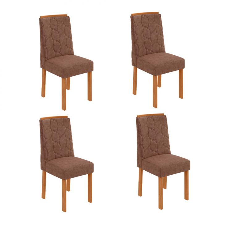 Conjunto com 4 Cadeiras Astrid Revestimento Sintético Avelã e Amêndoa