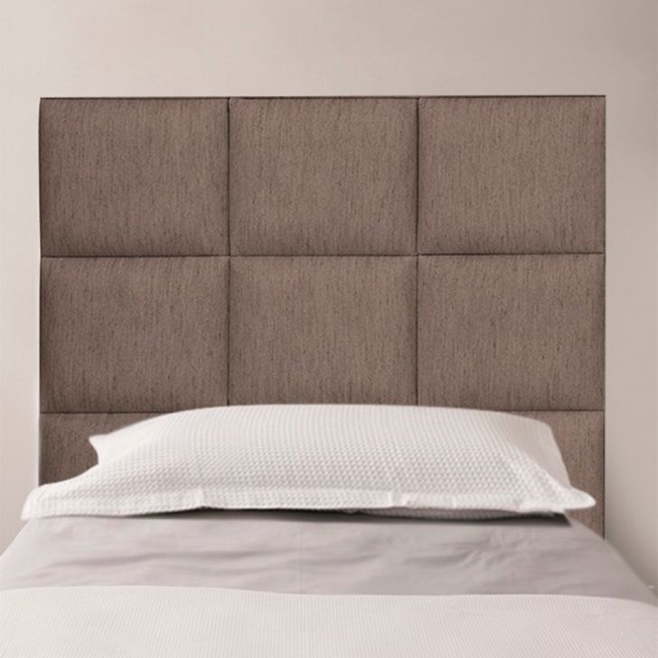Cabeceira Solteiro Quadrados Linho Marrom