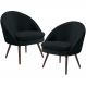 Kit 02 Poltronas Decorativas Fixa Pés Palito Rafa D02 Veludo Preto C-300 - Lyam Decor