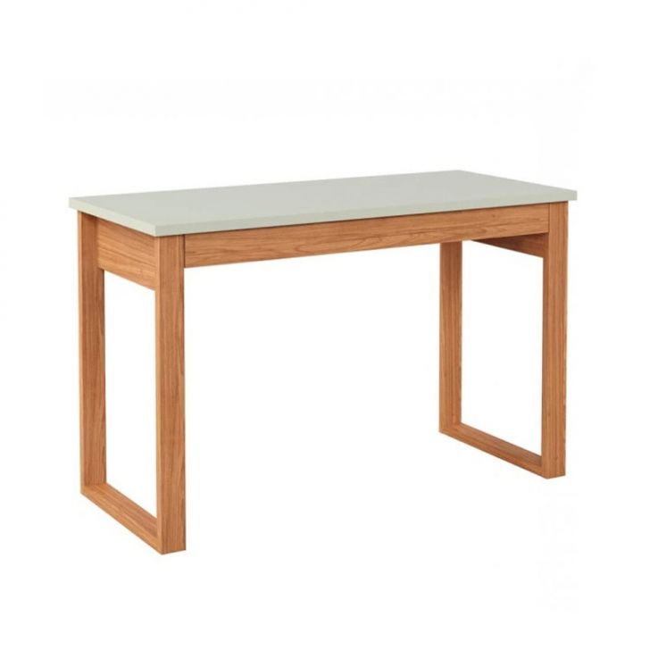 Mesa de Escritório Lanes 100% MDF 1 Gaveta Off White e Freijó