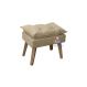 Puff Banqueta Decorativa Glamour Bege Linho Com Pés Quadrado Bege Linho