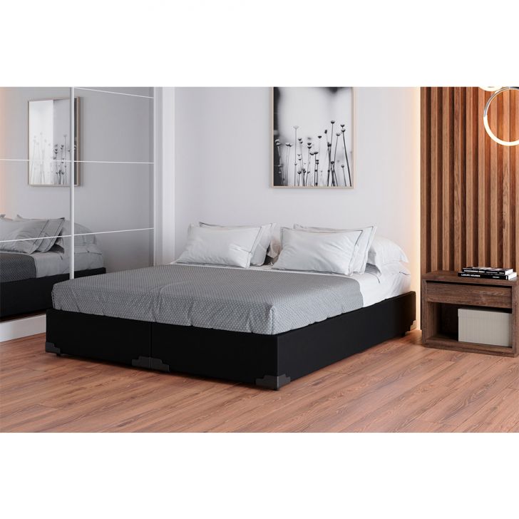 Base Para Cama Box Queen Joe Suede (36x158x198) Preta