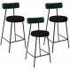 Kit 03 Banquetas Baixa Bar Cozinha E Sala De Jantar Milão L02 Facto Verde Linho Chumbo - Lyam Decor