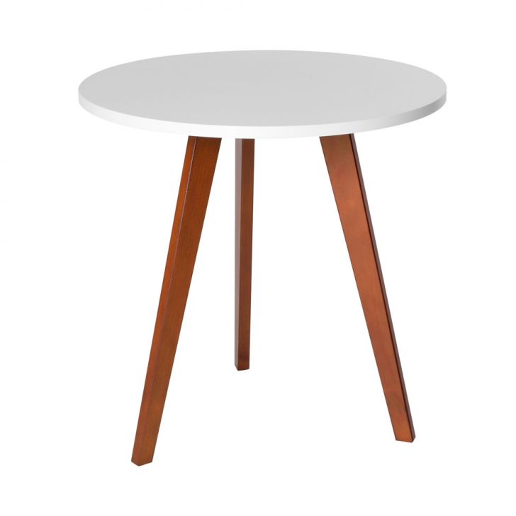 Mesa Lateral Redonda Alta Tóquio Branca e Castanho