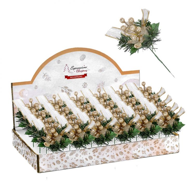 Expositor 1 Pick Natalino Verde e Champagne