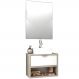 Conjunto Banheiro Gabinete 60cm 01 Gaveta Com Cuba E Espelho Malta B06 Barrique Branco - Lyam Decor
