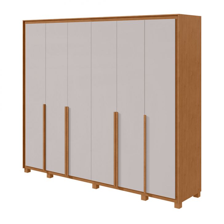 Guarda-roupa Casal Com Pés E Sapateiro Imperatore 6 Portas 6 Gavetas Amêndoa Clean E Off White