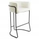 Banqueta Decorativa Base Aço Preto Betina B-309 Veludo Bege - Domi
