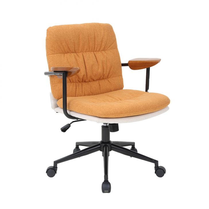 Cadeira de Escritório Secretária Giratória Bennett Amarelo e Bege