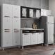 Cozinha Completa Modulada de Aço 4 Peças com Vidros e Gabinete Pia Multimóveis CR20352 Branco/Preto