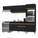 Armário de Cozinha Compacta 252cm com Leds Veneza Up Multimóveis V2015 Preto/Dourado