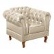 Poltrona Chesterfield Dom Pedro Vintage Retrô Capitonê Couro Bege