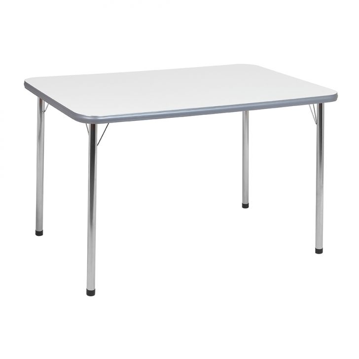 Mesa de Cozinha Retangular Carla Cromada e Branca 120 cm