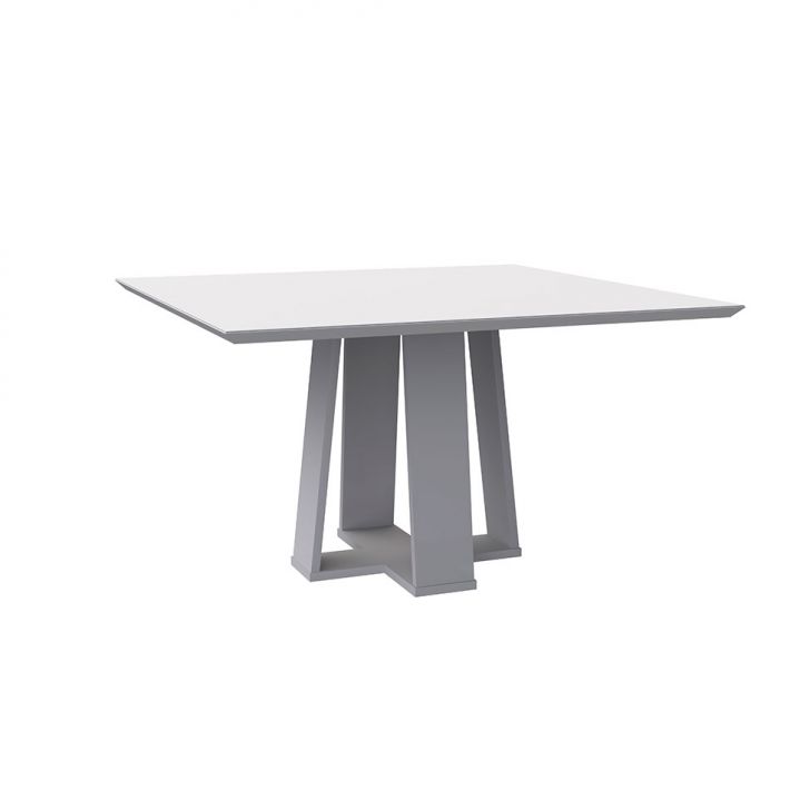 Mesa de Jantar Quadrada com Tampo de Vidro Valencia Off White 135 cm