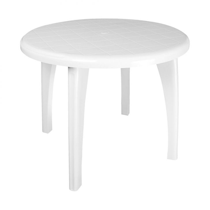Mesa de Plástico Redonda Desmotável Telma Branca