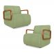 Kit 2 Poltronas Decorativa Sala de Estar Odessa Braços em Madeira Bouclê Verde Oliva G33 - Gran Belo