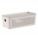 Caixa Organizadora com Tampa 27x12x10cm Bege Cesto Flow 3L O