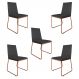 Kit 5 Cadeiras de Jantar Estofada Lille Base Bronze Veludo Cinza - Montanaris Decor