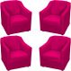 Kit 4 Poltronas Decorativas Para Sala Mila Suede Pink Pé De Plástico- Clique E Decore