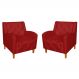 Kit 02 Poltronas Decorativas Munique Pés Trapézio Suede Vermelho - DS Estofados