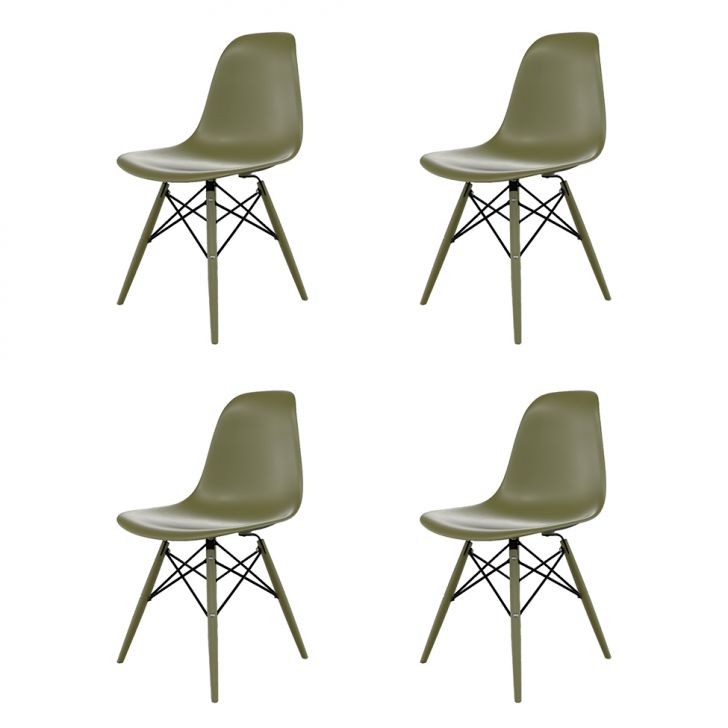 Conjunto com 4 Cadeiras Eames DSW Musgo