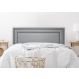 Cabeceira Casal Estofada Para Cama Box 140cm x 60cm Reta Luxo Dupla - Courino Cinza com Tachas Fumê