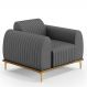 Poltrona Decorativa Base De Madeira Pés Metalizado D'Ouro Molino D02 Veludo Cinza C-317 - Lyam Decor