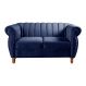 Sofá 2 Lugares Chesterfield Sofá Realeza Vintage - Suede Azul Marinho