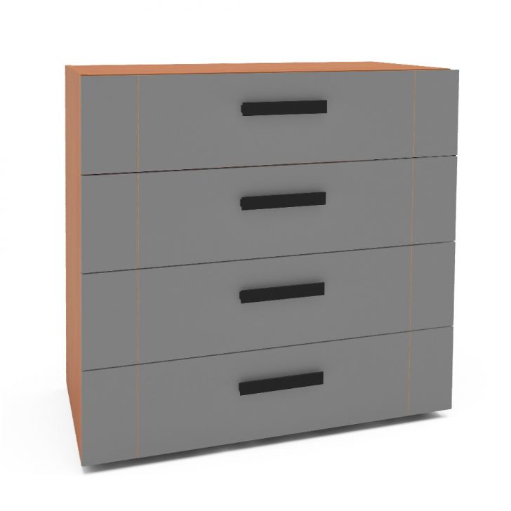 Cômoda Lisboa 4 Gavetas Cinza e Freijó
