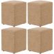 Kit 04 Puffs Quadrado Decorativo Sala De Estar L02 Bouclê Mostarda - Lyam Decor
