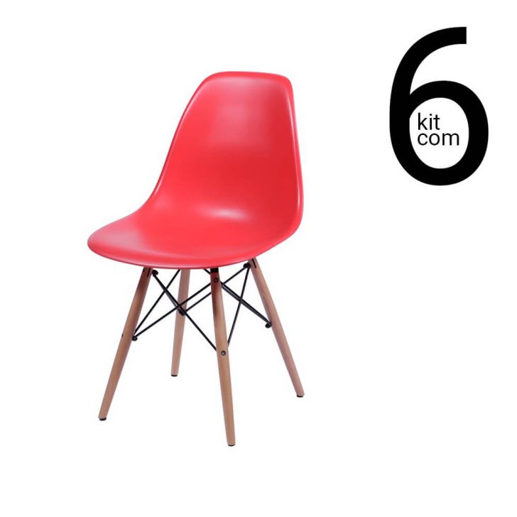 Conjunto 6 Cadeiras Eames DSW - Vermelho