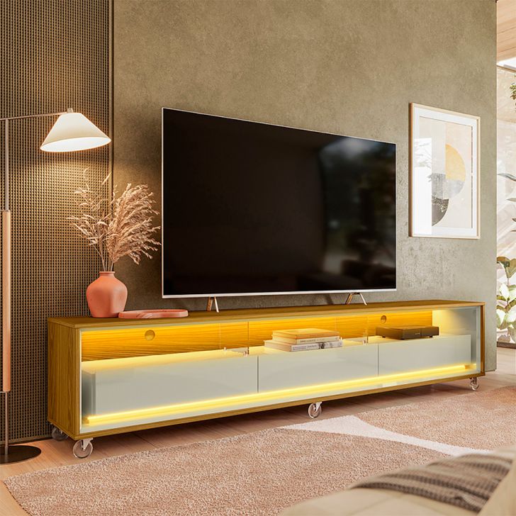 Rack para TV até 70 Polegadas Andorra com LED 3 GV Cedro e Off White