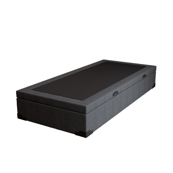 Base Para Cama Box Solteiro Martin Premium Com Baú Linho (47x88x188 Cm) Grafite