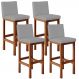 Kit 04 Banquetas Altas Para Cozinha Sala De Jantar Fixa Alya L02 Facto Cinza - Lyam Decor