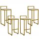 Kit 04 Banquetas Altas Para Cozinha Sala De Jantar Hanna L02 Dourado Suede Bege - Lyam Decor