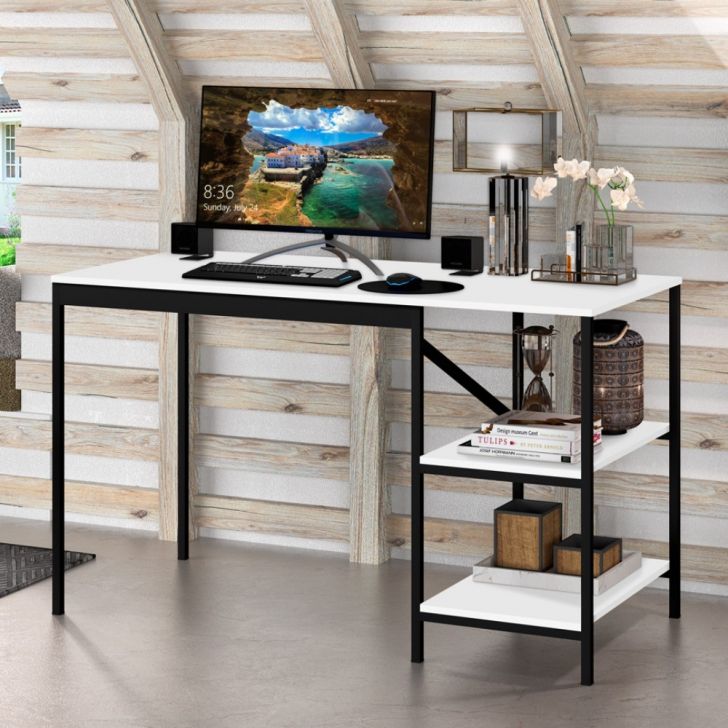 Home Office Vintage para Escritório Slim Mitian Preto e Branco