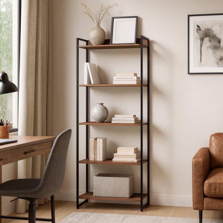 Estante Nanda Mel e Preta 187x60 cm