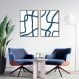 Quadro Boho Linhas Abst Azuis 62x43 2-43x30 Filete Preto