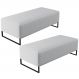 Kit 02 Puffs Decorativo Sala de Estar Bali W01 Base Ferro 120x50 cm Linho Cinza - Lyam Decor