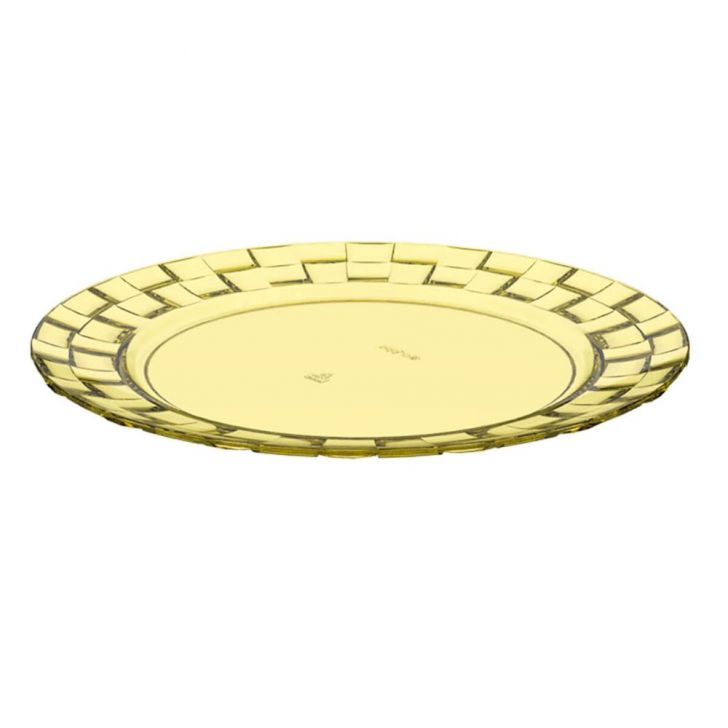 Prato Médio Amarelo Crippa Bandeja para Servir Mesa Posta Porções Aperitivos