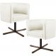 Kit 02 Poltronas Decorativas Giratória Base X Betina D02 Veludo Bege B-309 - Lyam Decor