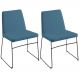 Kit 2 Cadeiras Estofadas Base Em Aço F41 Linho Azul Jeans Dmobiliario