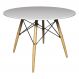 Mesa Sala de Jantar Gustave Redonda Tampo MDF Base Madeira Branco G56 - Gran Belo