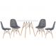 Mesa redonda Eames 100 cm branco + 4 cadeiras estofadas Eiffel Botonê Cinza escuro