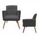 Kit 02 Poltronas Decorativa Pés Palito Nina Plus Suede Cinza - DS Móveis