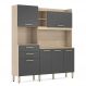 Cozinha Compacta Select 6 Portas e 2 Gavetas Avena/Grafito - Demóbile