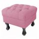 Puff Retrô Fixo Luis Xv Capitonê Suede Rosa