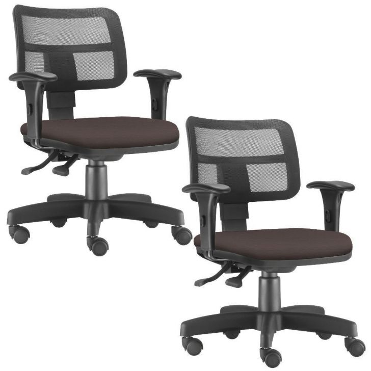 Kit 02 Cadeiras Giratórias Zip L02 Executiva Ergonômica Escritório Suede Marrom - Lyam Decor