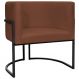 Poltrona Decorativa Para Sala Recepção Manicure Escritório Luna Suede Terracota Base de Ferro Preto